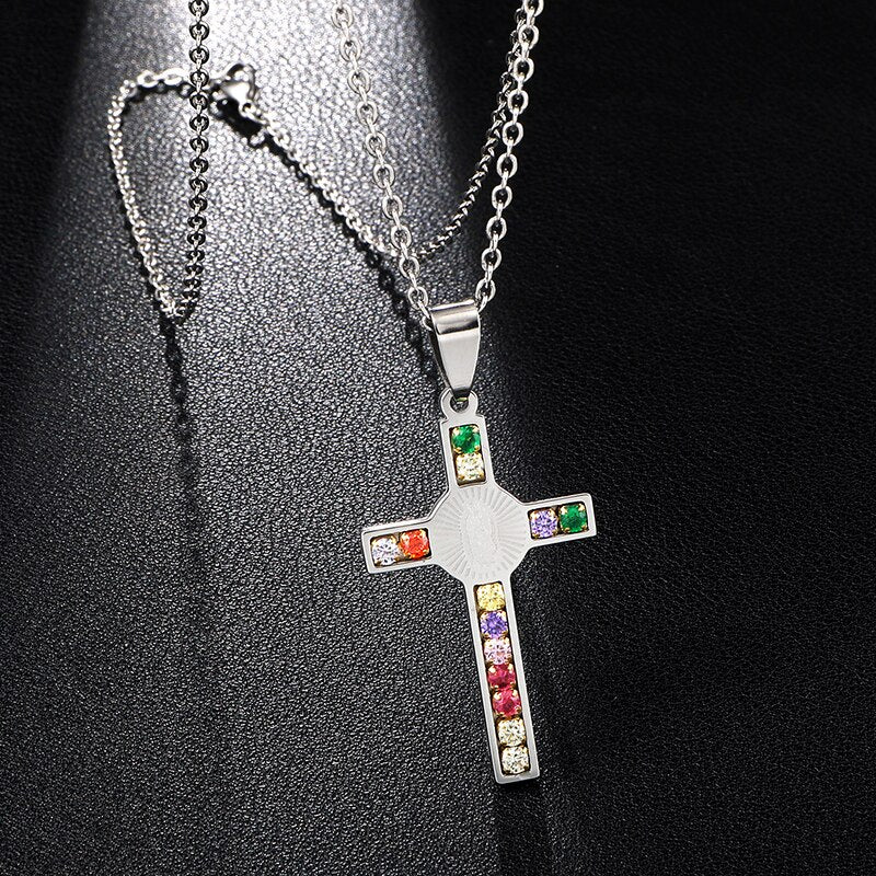 Knights Templar Commandery Necklace - Colorful Rhinestone Cross Pendants - Bricks Masons