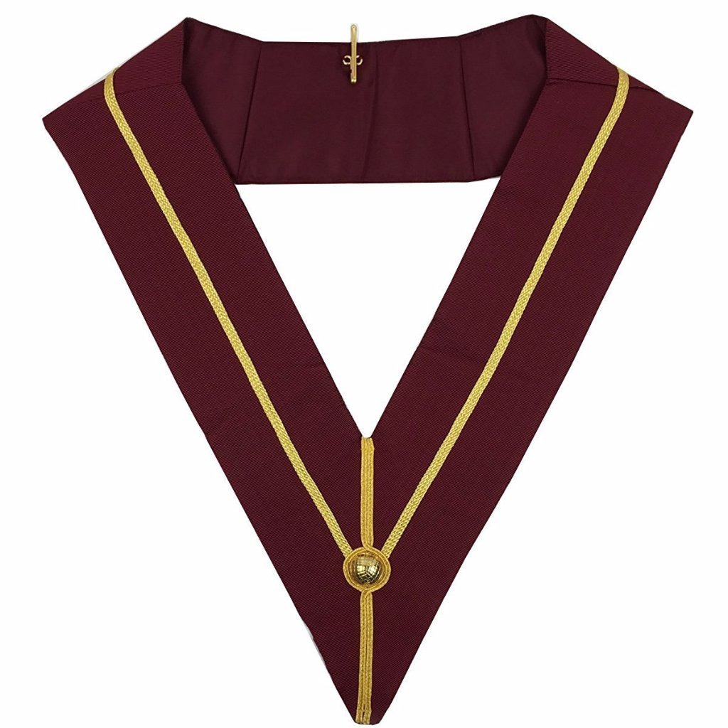 Past Principal Royal Arch Chapter Collar - Wide Maroon & Gold - Bricks Masons