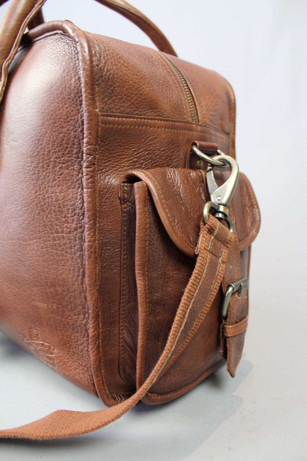 Shriners Travel Bag - Vintage Brown Leather - Bricks Masons