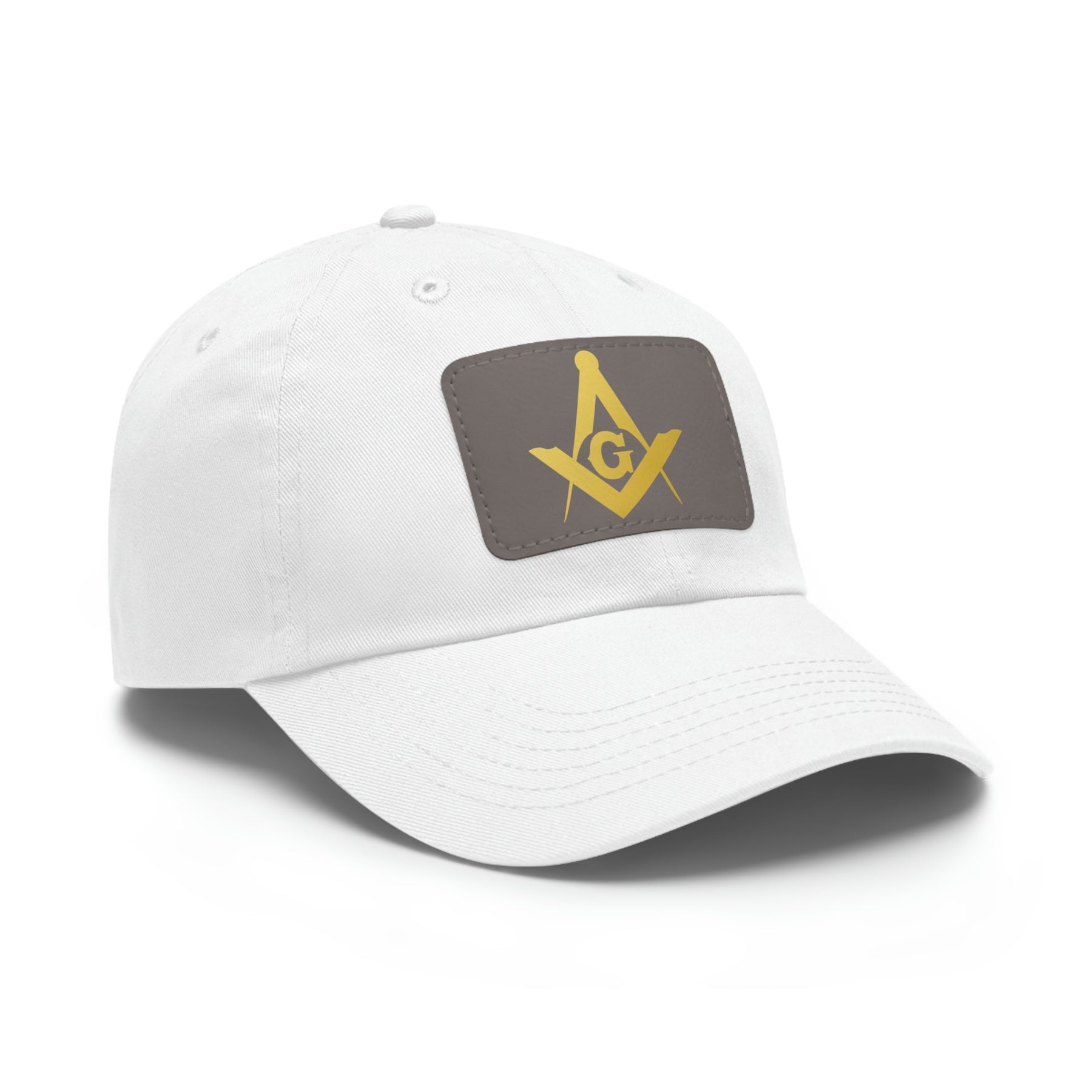 Master Mason Blue Lodge Baseball Cap - Gold with Leather Patch - Bricks Masons