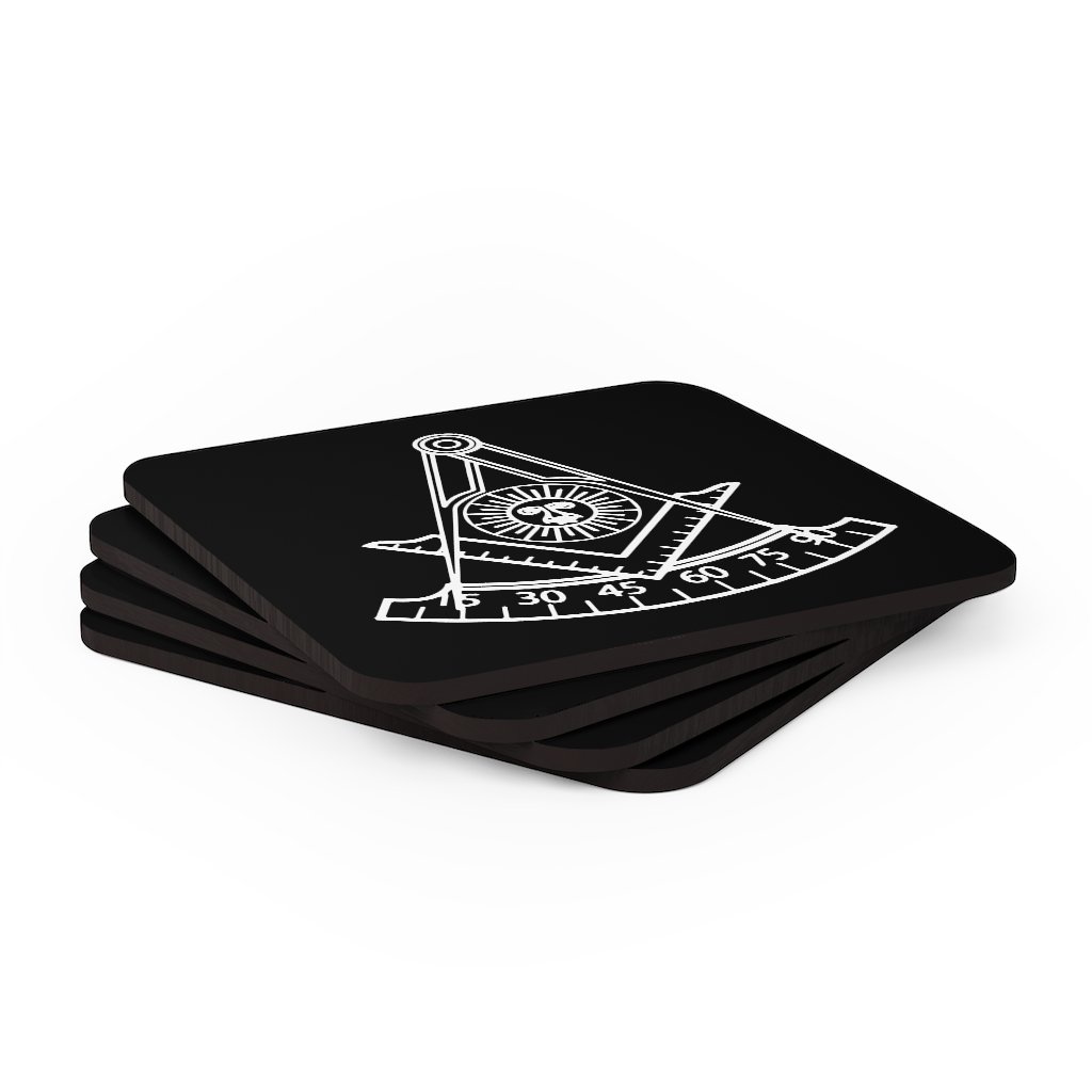 Past Master Blue Lodge California Regulation Coaster - Black & White - Bricks Masons