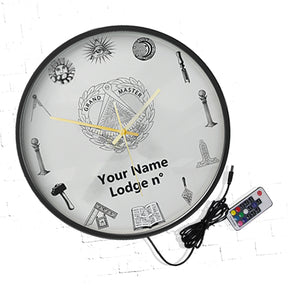 Grand Master Blue Lodge Clock - Frame with LED - Bricks Masons