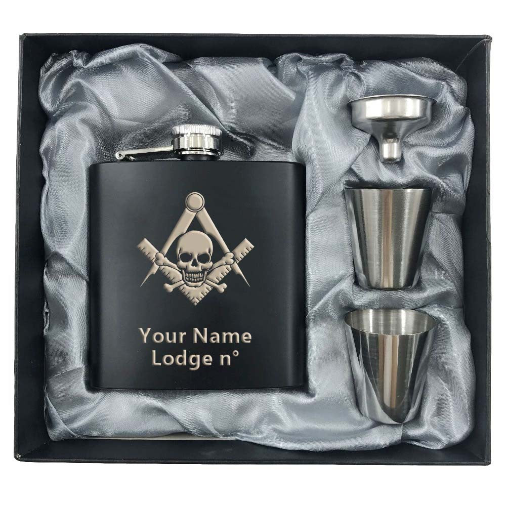 Widows Sons Flask - 2 Shot Glasses & Funnel - Bricks Masons