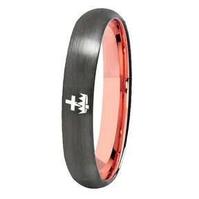 Knights Templar Commandery Ring - Gunmetal With Rose Gold Tungsten - Bricks Masons