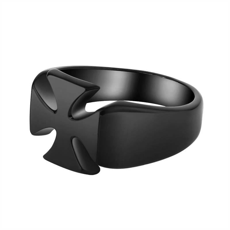 Knights Templar Stainless Steel Polished Signet Rings [Silver, Black, Gold] - Bricks Masons