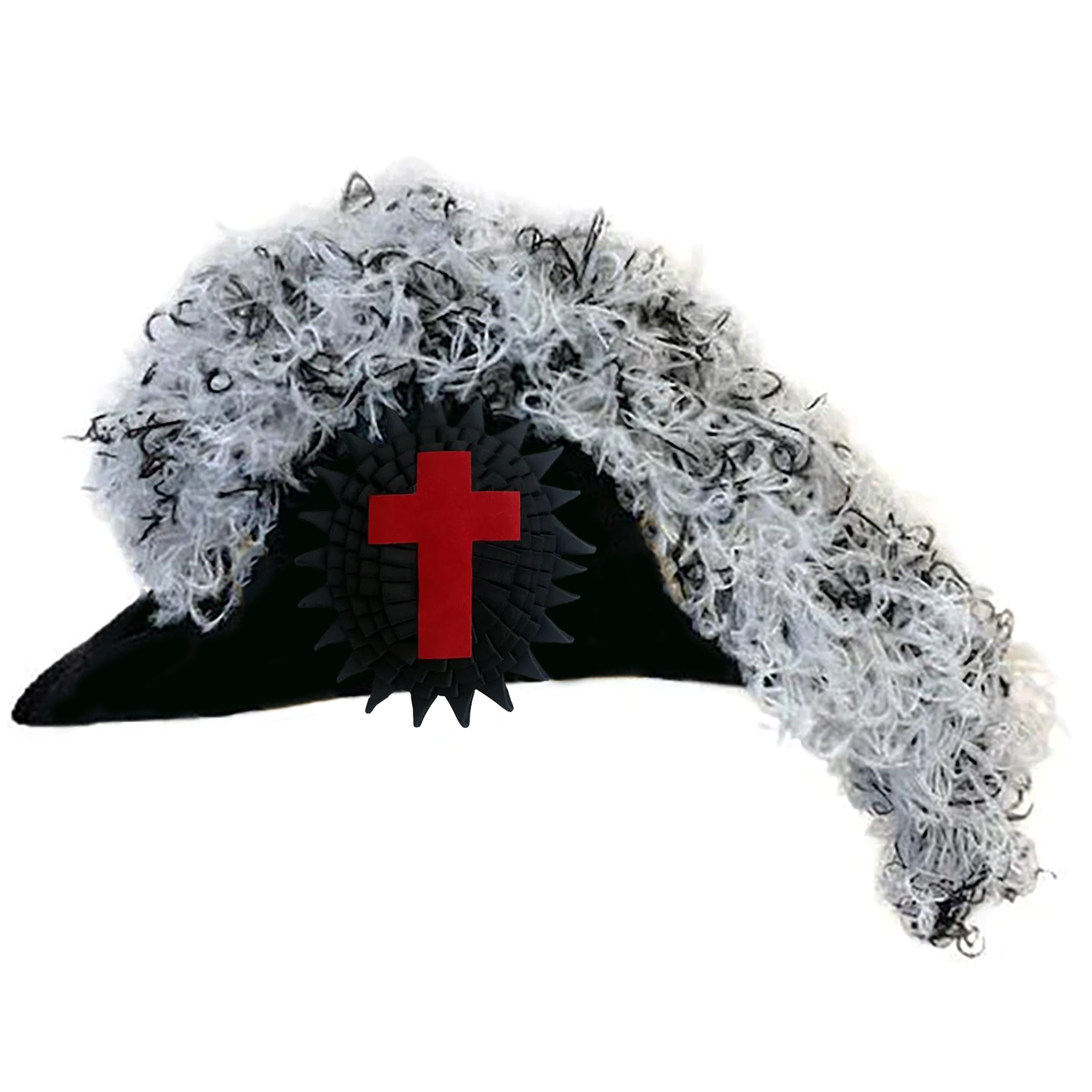 Sir Knight Knights Templar Commandery Illinois Regulation Chapeau - White & Black Blend Plumes - Bricks Masons