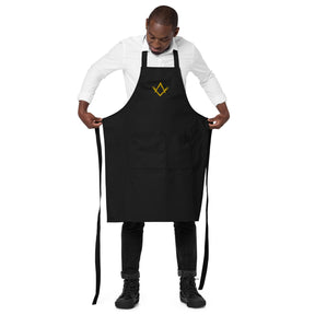 Master Mason Bllue Lodge Kitchen Apron - Fork Square and Compass Embroidery - Bricks Masons