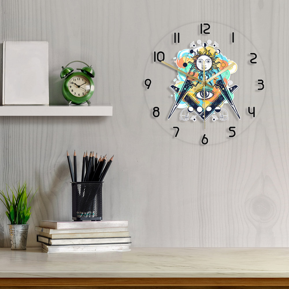 Master Mason Blue Lodge Clock - Eye of Providence LED - Bricks Masons