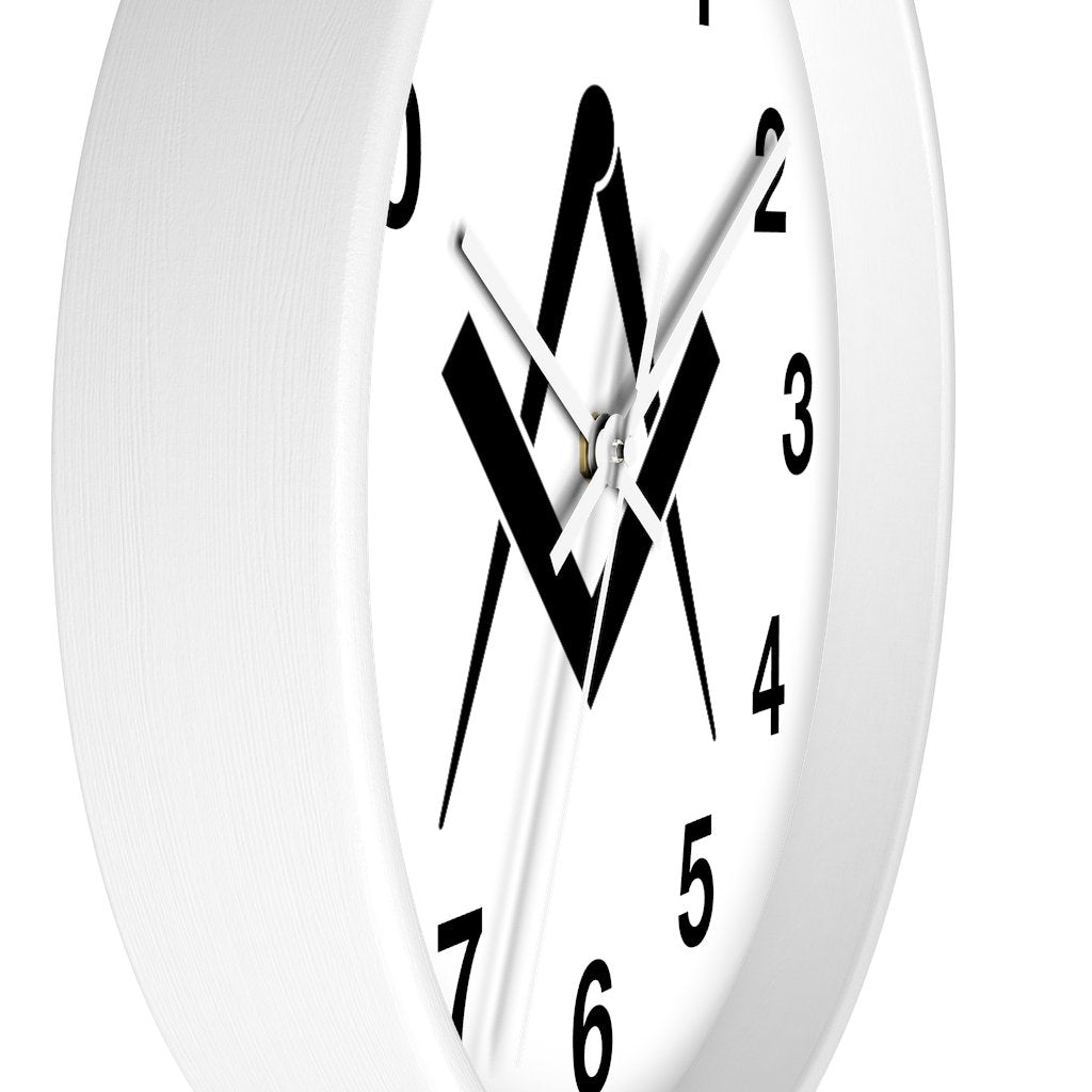 Master Mason Blue Lodge Clock - Wooden Frame Square & Compass - Bricks Masons