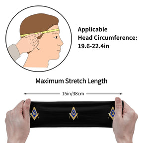 Master Mason Blue Lodge Headband - Golden Square & Compass G - Bricks Masons