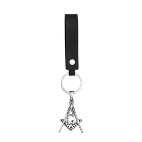Master Mason Blue Lodge Keychain - Golden Stainless Steel Square & Compass G - Bricks Masons