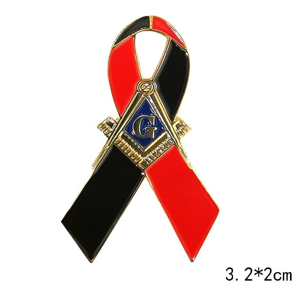 Master Mason Blue Lodge Lapel Pin - Variety of USA Scotland Denmark Japan Flags & Ribbons - Bricks Masons