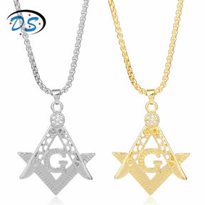 Master Mason Blue Lodge Pendant - Square and Compass G Necklace (Gold & Silver) - Bricks Masons