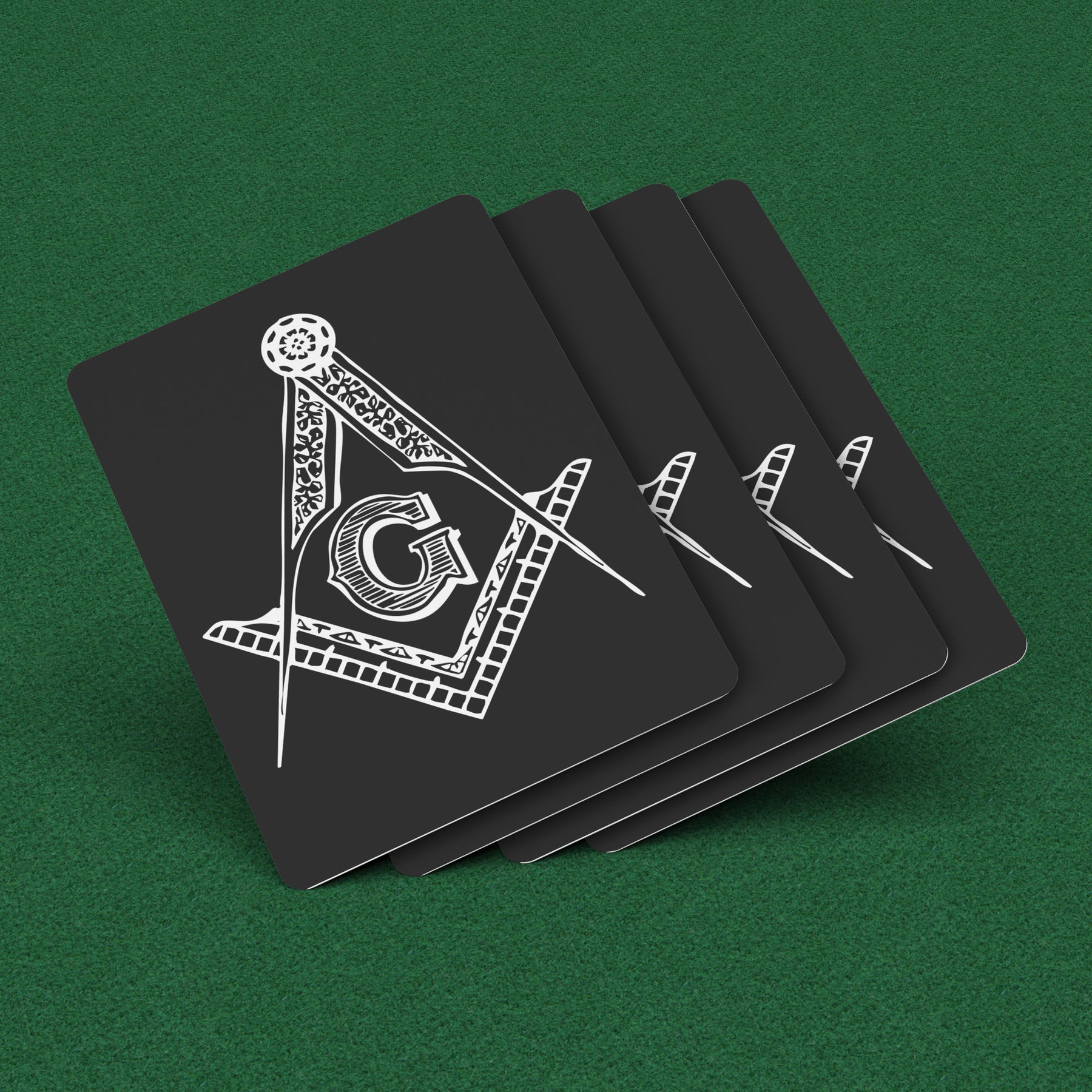 Master Mason Blue Lodge Playing Cards - Black with Square & Compass G - Bricks Masons