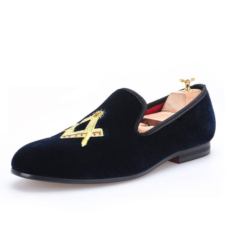Master Mason Blue Lodge Shoe - Embroidery Square and Compass (Multiple Colors) - Bricks Masons