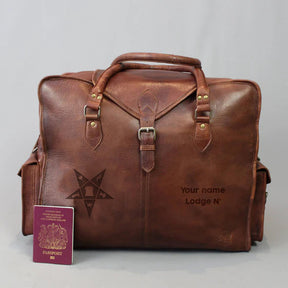 OES Travel Bag - Genuine Brown Leather - Bricks Masons