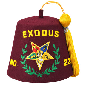 Order of the Amaranth Fez Hat - With OES Star - Bricks Masons