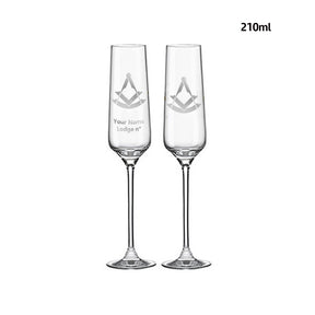 Past Master Blue Lodge Champagne Flute - 2 Pieces Set - Bricks Masons
