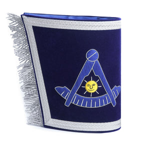 Past Master Blue Lodge California Regulation Cuff - Blue Hand Embroidery With Fringe - Bricks Masons