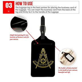 Past Master Blue Lodge California Regulation Luggage Tag - Black Leather - Bricks Masons