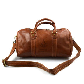Past Master Blue Lodge Travel Bag - Genuine Matte Brown Leather - Bricks Masons
