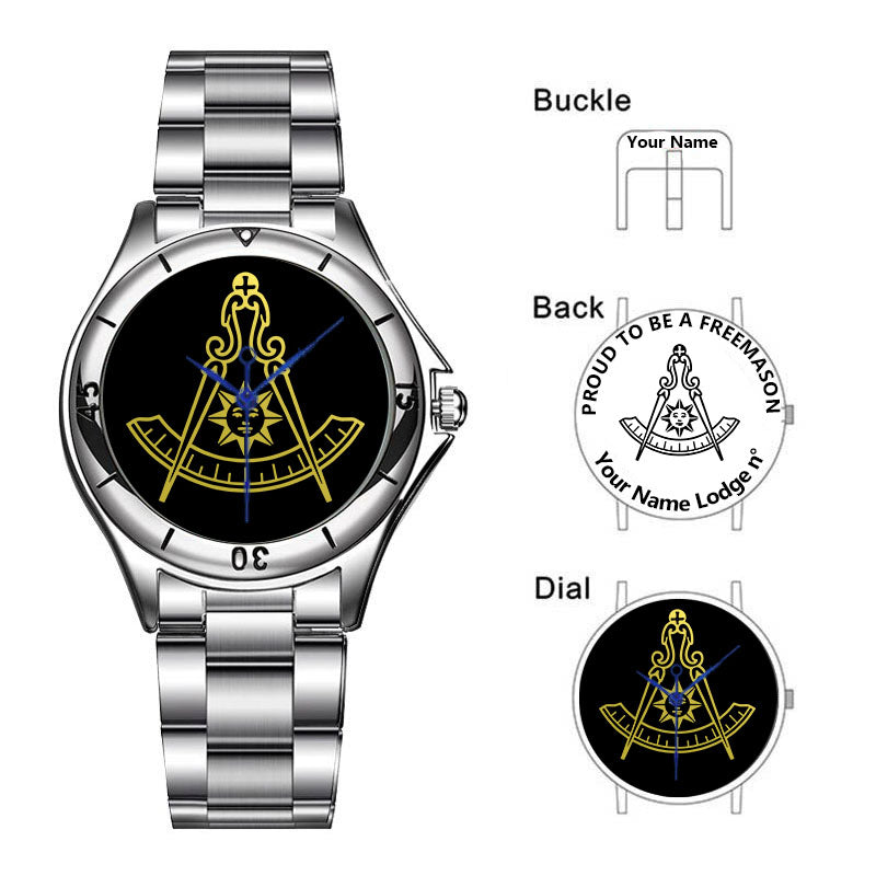 Past Master Blue Lodge California Regulation Wristwatch - Stainless Steel - Bricks Masons