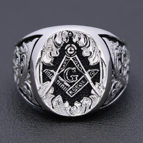 Master Mason Blue Lodge Ring - Motif Sterling Silver - Bricks Masons