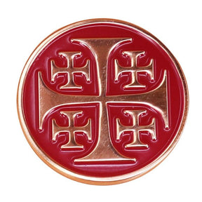 Knights Templar Commandery Lapel Pin - Red Jerusalem Solomon's Temple - Bricks Masons