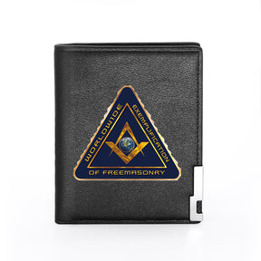 Master Mason Blue Lodge Wallet - Worldwide Exemplification Of Freemasonry Black & Brown - Bricks Masons