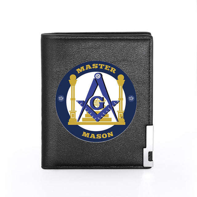 Master Mason Blue Lodge Wallet - With Credit Card Holder (Black & Brown) - Bricks Masons