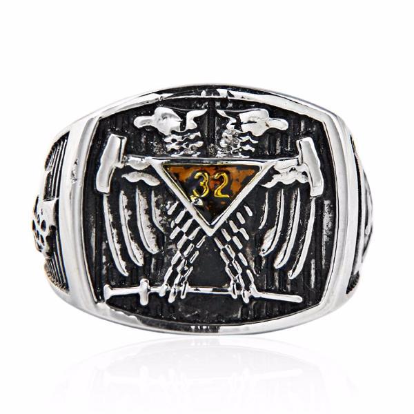 32nd Degree Scottish Rite Ring - Double-Headed Eagle - Bricks Masons