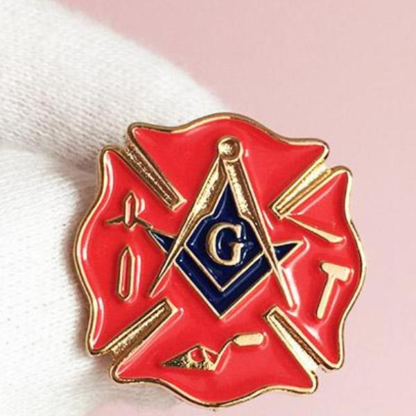 Fireman Fire Service First Responder Masonic Lapel Pin - Bricks Masons