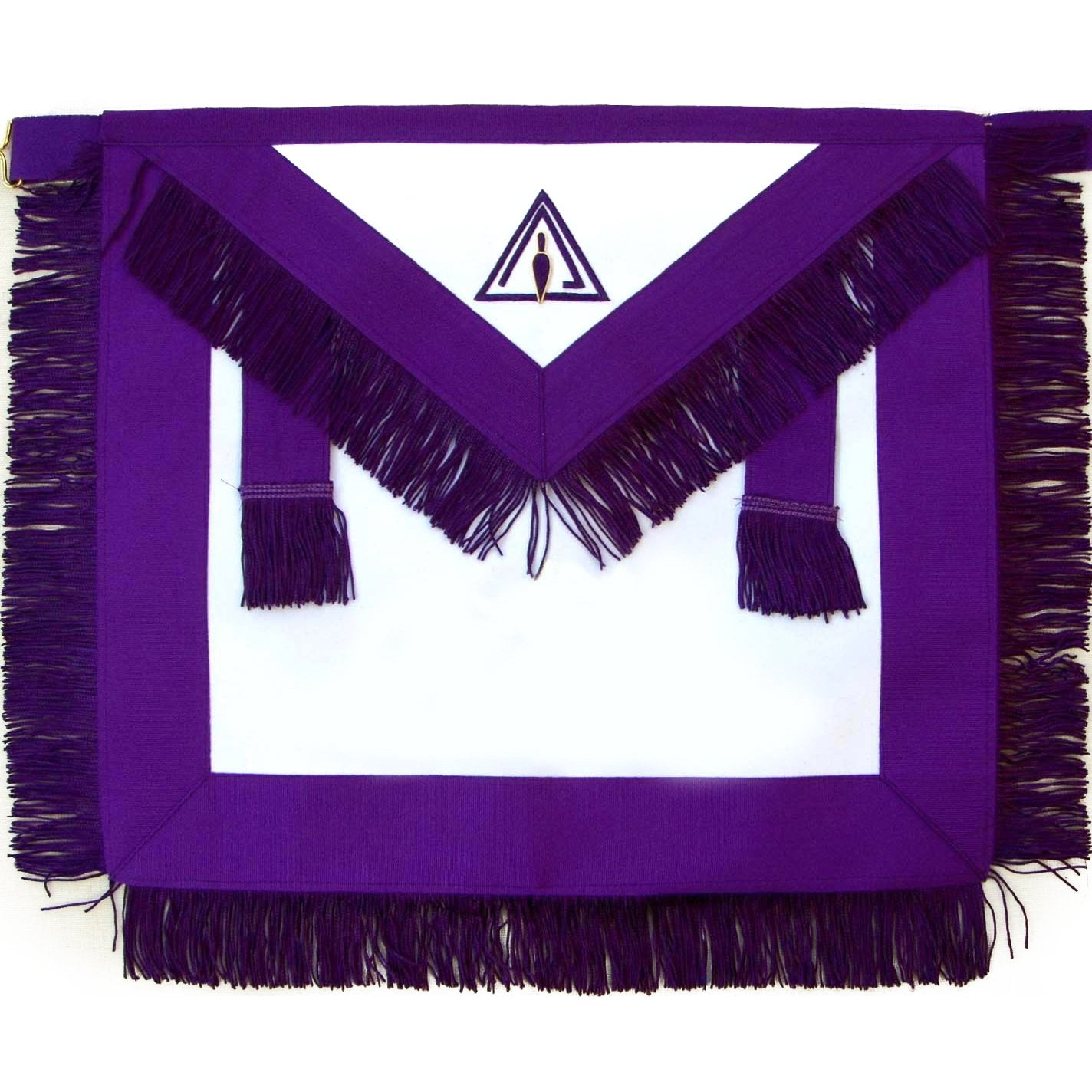 Member Council Apron - White & Purple with Fringe Tassels - Bricks Masons